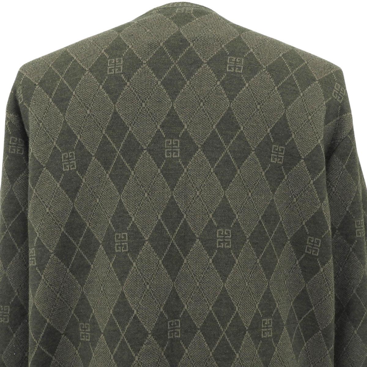 Logo Argyle Check Pattern Knit Top #S Khaki