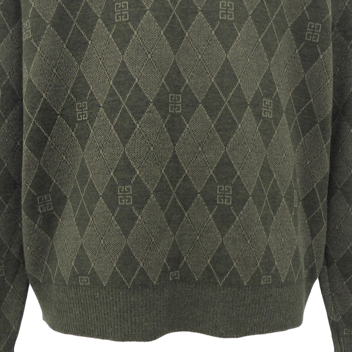 Logo Argyle Check Pattern Knit Top #S Khaki