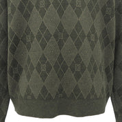 Logo Argyle Check Pattern Knit Top #S Khaki