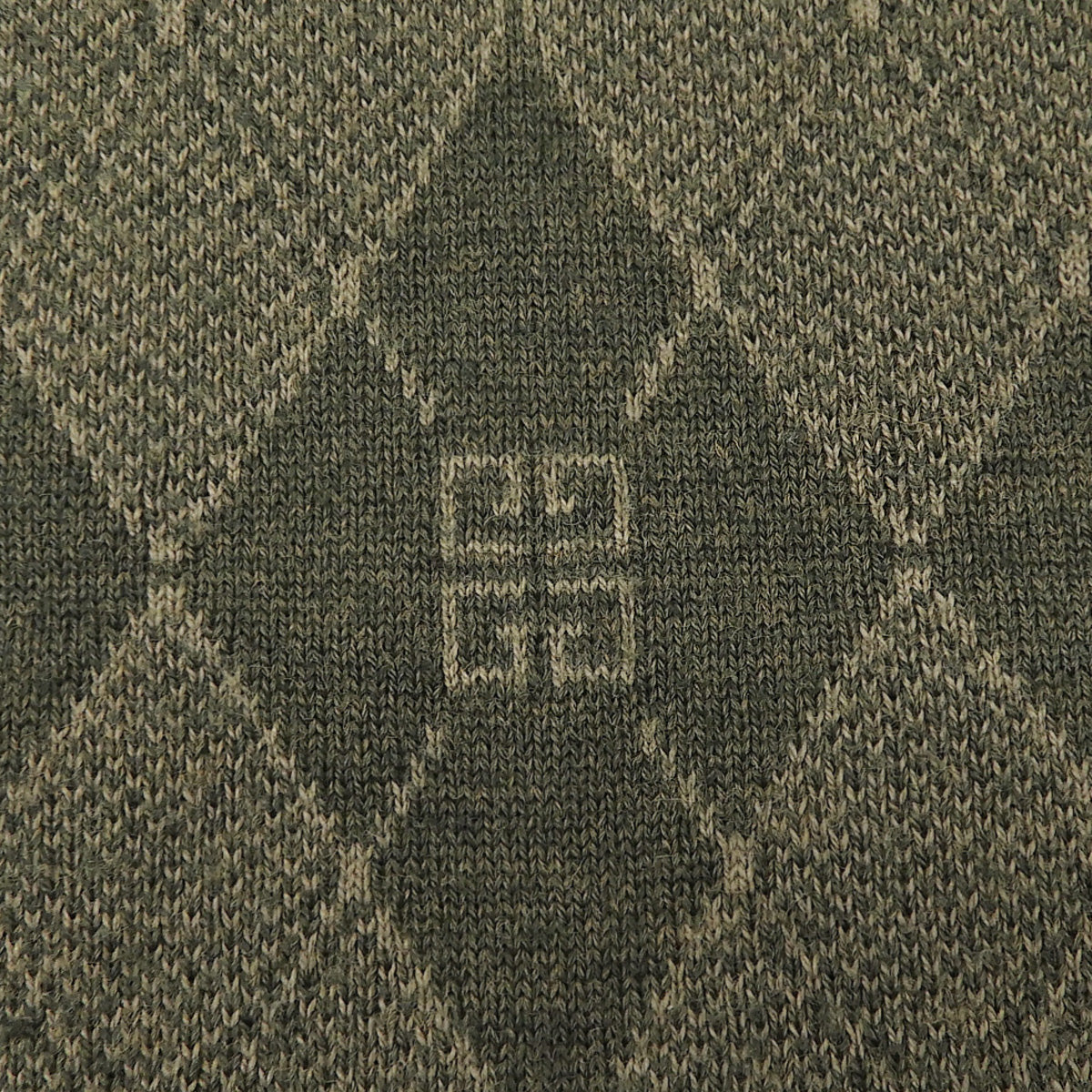 Logo Argyle Check Pattern Knit Top #S Khaki