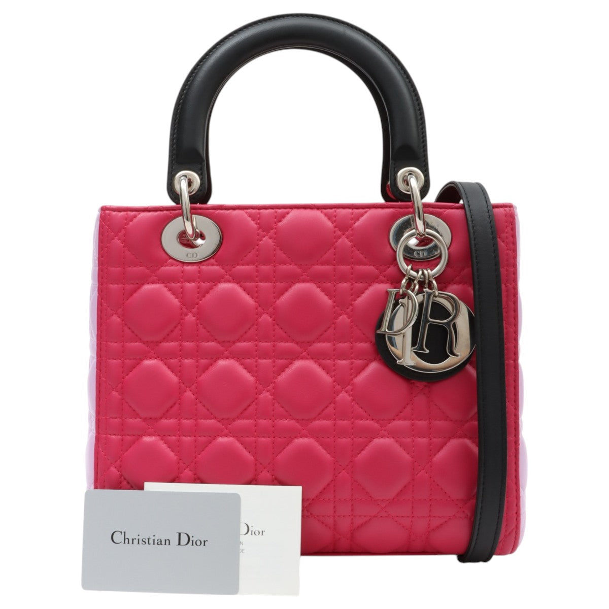 Lady Dior Cannage 缝线两用包 M 粉色/浅粉色/黑色