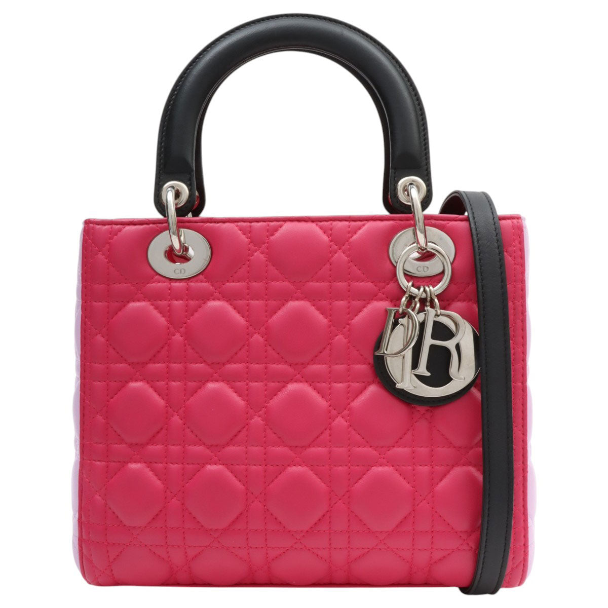 Lady Dior Cannage 缝线两用包 M 粉色/浅粉色/黑色