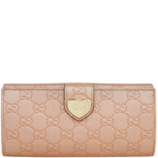 Gucci Shima 图案心形标志长款钱包 米粉色