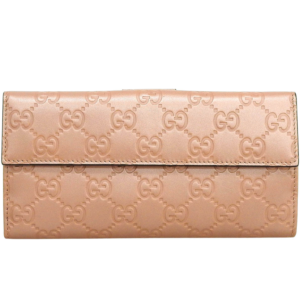 Gucci Shima 图案心形标志长款钱包 米粉色