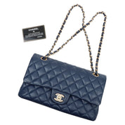 2017 Circa, Caviar Skin Classic Flap Chain Bag 25cm, Navy
