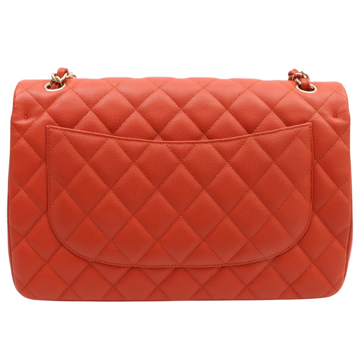 2018-ish Caviar Leather Classic Flap Chain Bag 30cm Orange