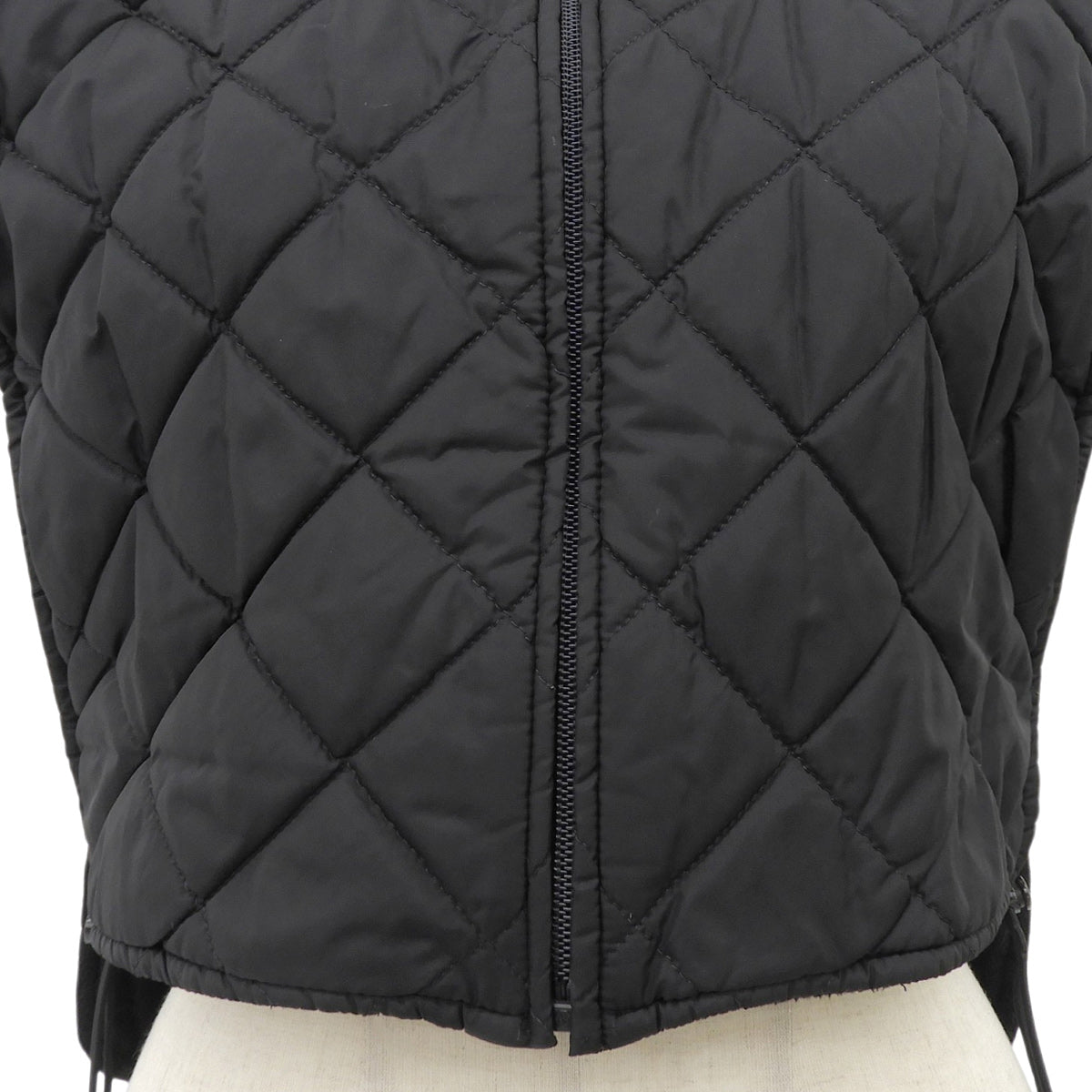 Quilted Zip-Up Vest #M Black