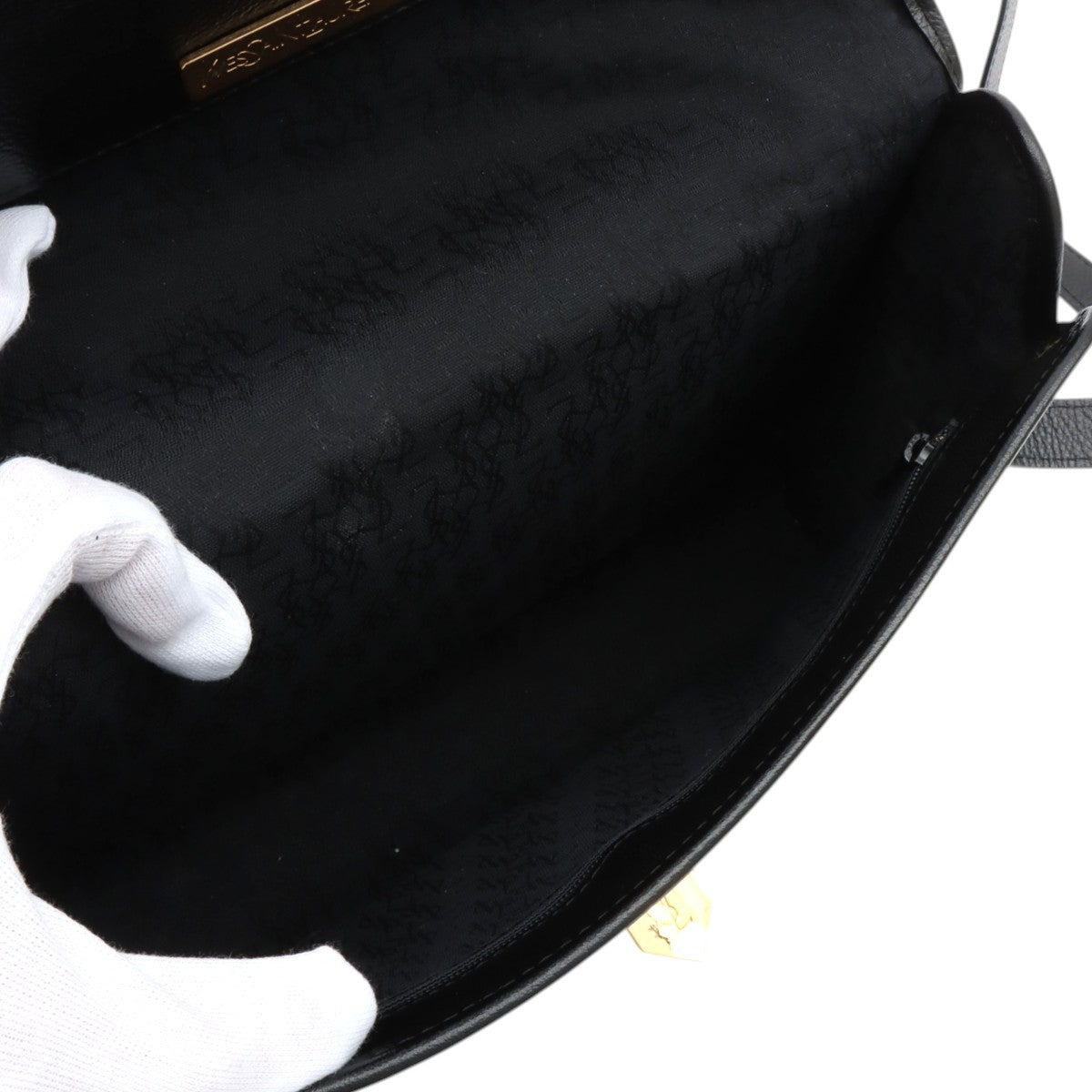 ロゴプレートショルダーバッグ ブラック