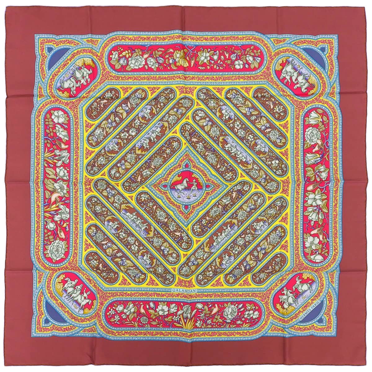 Carré 90 Karamdani Scarf Bordeaux/Multicolor