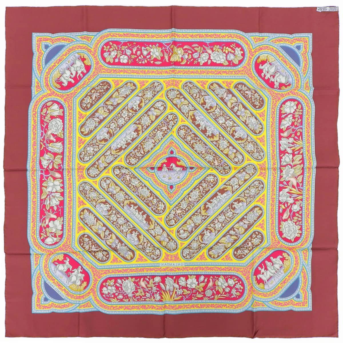 Carré 90 Karamdani Scarf Bordeaux/Multicolor