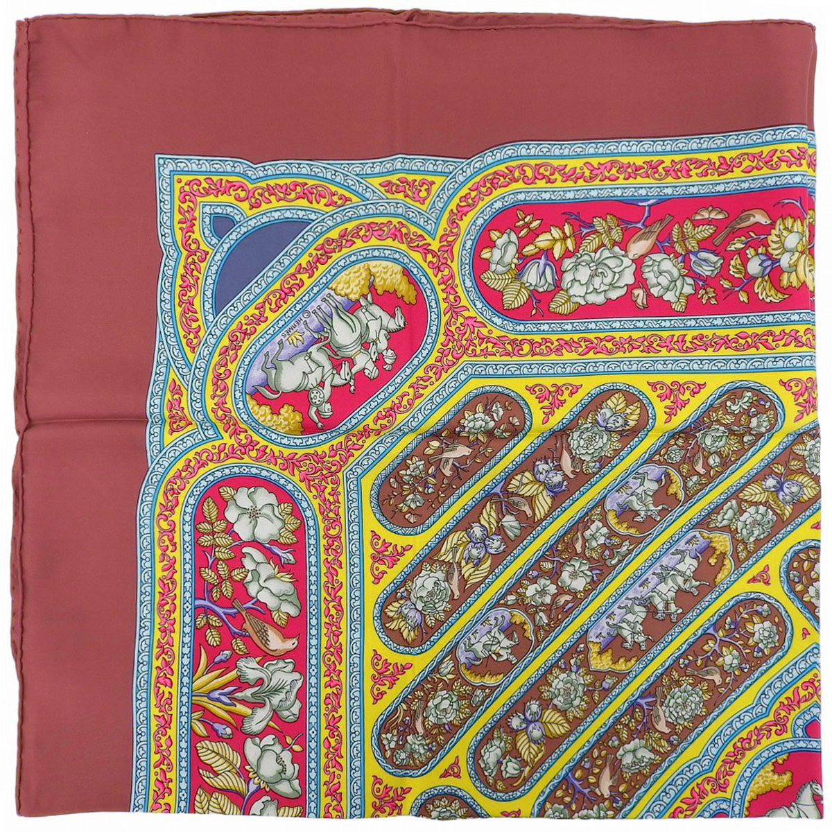 Carré 90 Karamdani Scarf Bordeaux/Multicolor