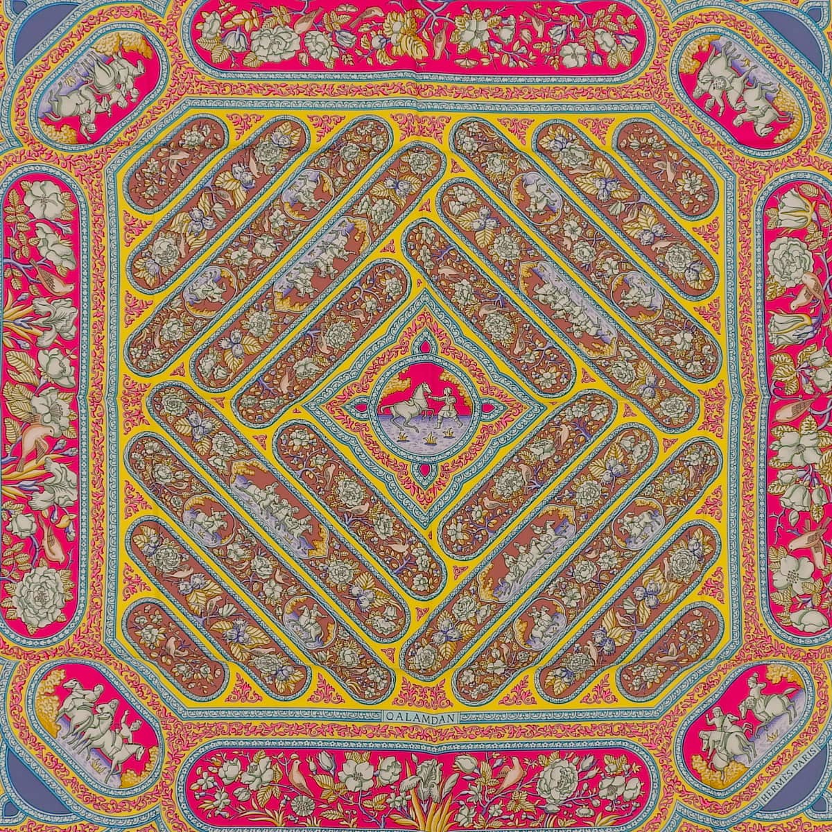 Carré 90 Karamdani Scarf Bordeaux/Multicolor