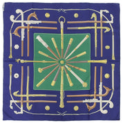 Scarf Carre 90 Les Cannes Navy/Green/Brown