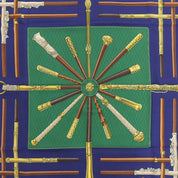Scarf Carre 90 Les Cannes Navy/Green/Brown