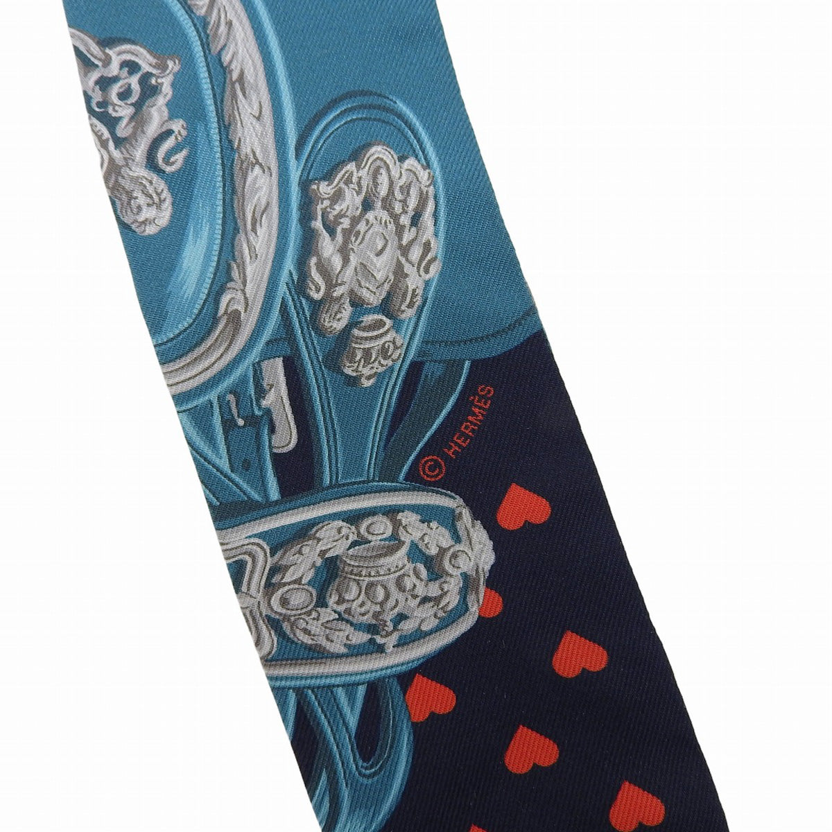 Brides de Gala Heart Pattern Twilly Red/Navy/Green