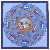 Carré 90 Jeu des Omnibus et Dames Blanches Scarf Blue