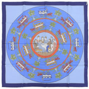Carré 90 Jeu des Omnibus et Dames Blanches Scarf Blue