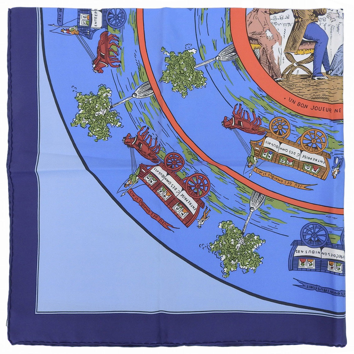 Carré 90 Jeu des Omnibus et Dames Blanches Scarf Blue