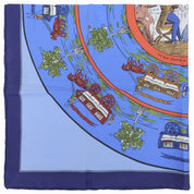 Carré 90 Jeu des Omnibus et Dames Blanches Scarf Blue