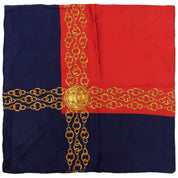 CCマークチェーンパターンスカーフ ネイビー/レッド