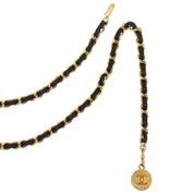 Round CC Mark Plate Chain Belt, Black/Gold