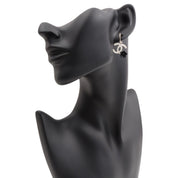 2004 CC Mark Camellia Swing Hoop Earrings Silver/White