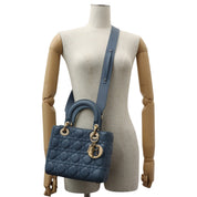 Lady Dior Cannage Stitch 2-Way Mini Bag Blue