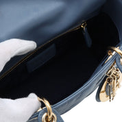 Lady Dior Cannage Stitch 2-Way Mini Bag Blue
