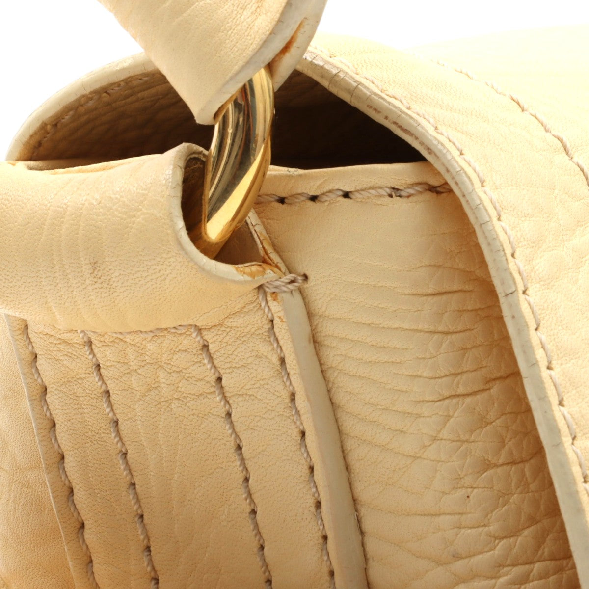 Round Macadam Plate Shoulder Bag - Cream Yellow