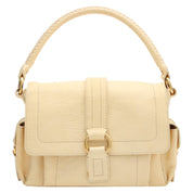Round Macadam Plate Shoulder Bag - Cream Yellow