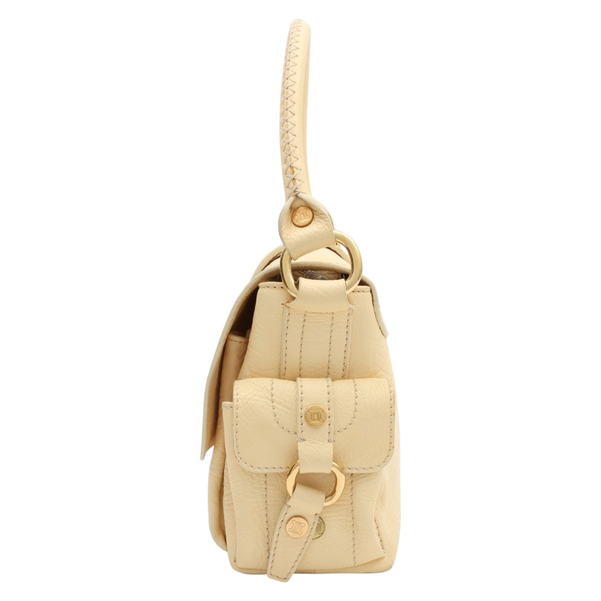 Round Macadam Plate Shoulder Bag - Cream Yellow