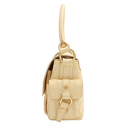 Round Macadam Plate Shoulder Bag - Cream Yellow
