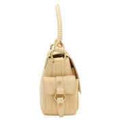 Round Macadam Plate Shoulder Bag - Cream Yellow
