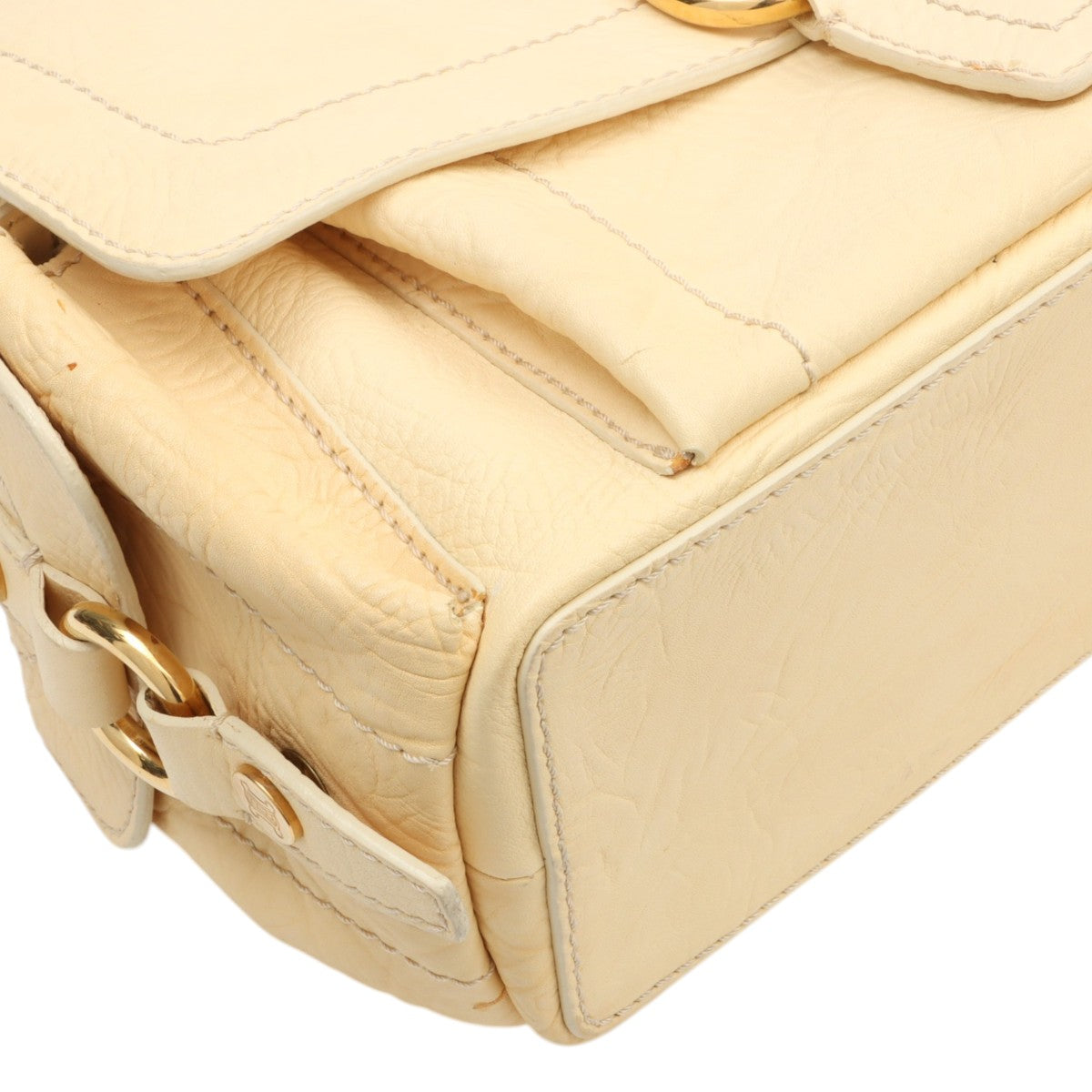 Round Macadam Plate Shoulder Bag - Cream Yellow