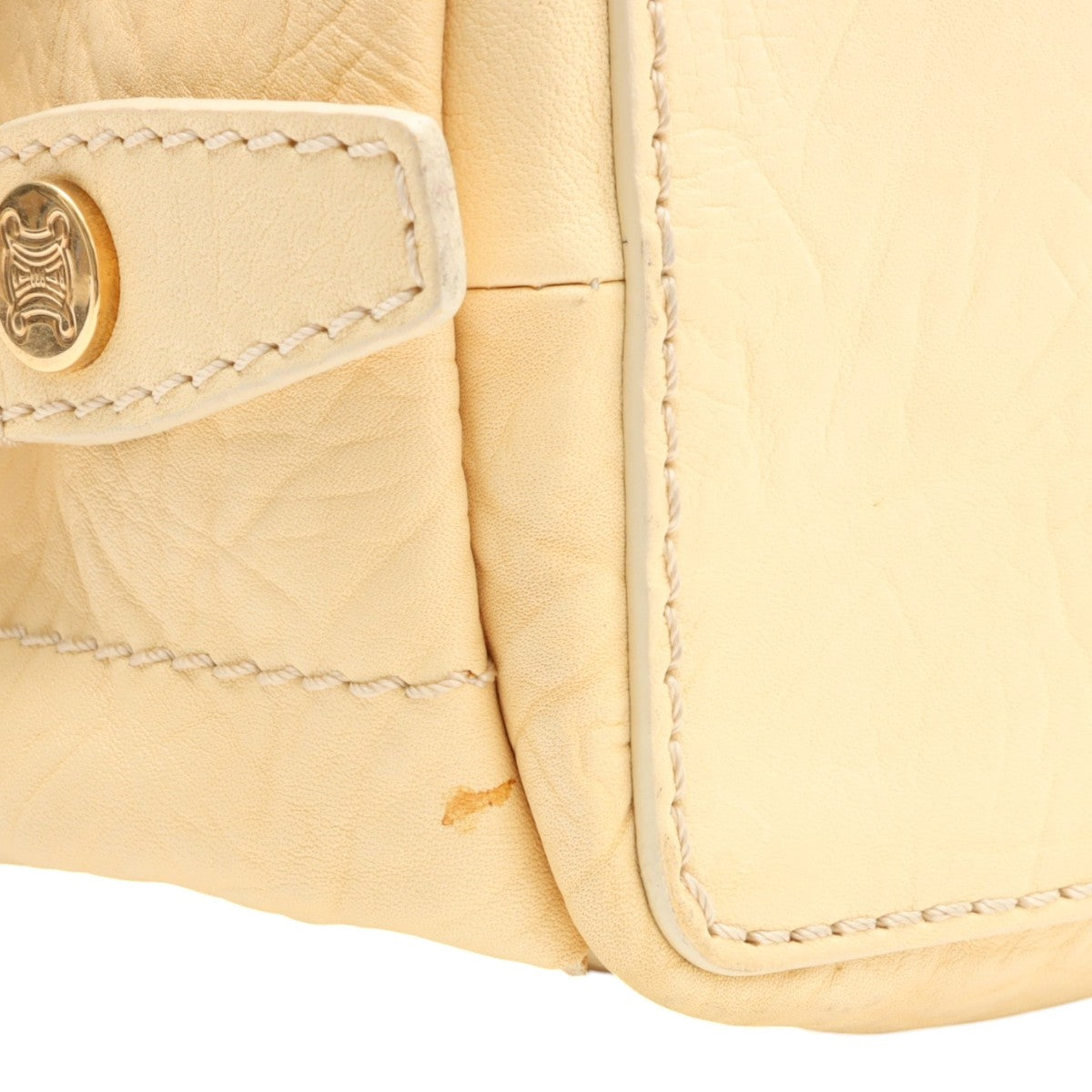 Round Macadam Plate Shoulder Bag - Cream Yellow