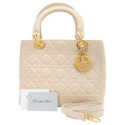 Lady Dior Cannage Stitch 2-Way Bag M Ivory
