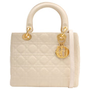 Lady Dior Cannage Stitch 2-Way Bag M Ivory