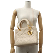 Lady Dior Cannage Stitch 2-Way Bag M Ivory