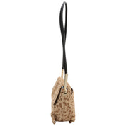 Calf Hair Leopard Print Shoulder Bag Beige/Black