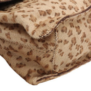 Calf Hair Leopard Print Shoulder Bag Beige/Black