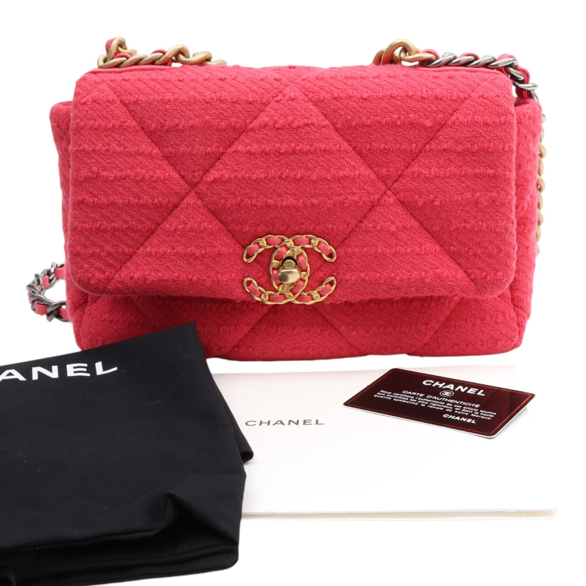 circa 2021 Wool Chanel 19 2-way Bag Pink