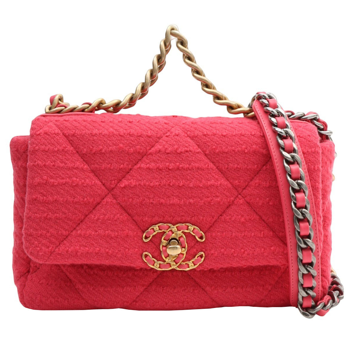 circa 2021 Wool Chanel 19 2-way Bag Pink
