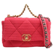 circa 2021 Wool Chanel 19 2-way Bag Pink