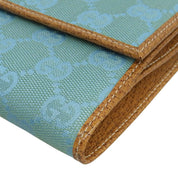 Canvas GG Pattern Compact Wallet Light Blue/Brown