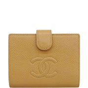 Circa 2003 caviar skin CC mark stitched wallet, beige