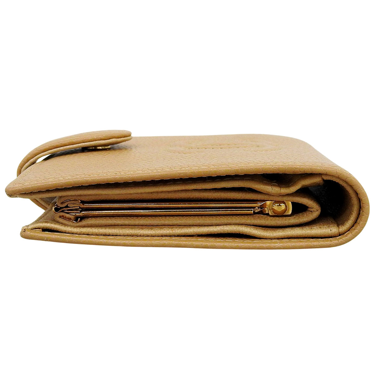 Circa 2003 caviar skin CC mark stitched wallet, beige