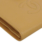 Circa 2003 caviar skin CC mark stitched wallet, beige