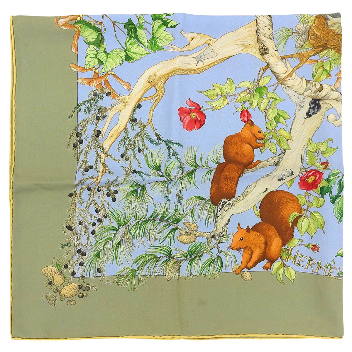 Carré 90 Au Coeur Des Bois Scarf Light Blue/Multi