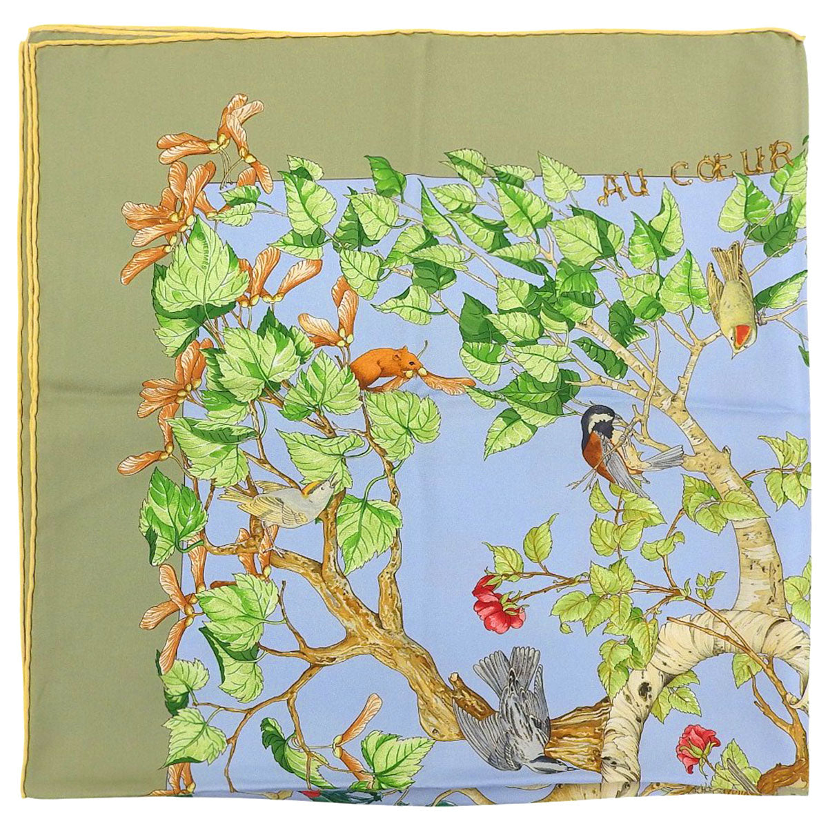 Carré 90 Au Coeur Des Bois Scarf Light Blue/Multi