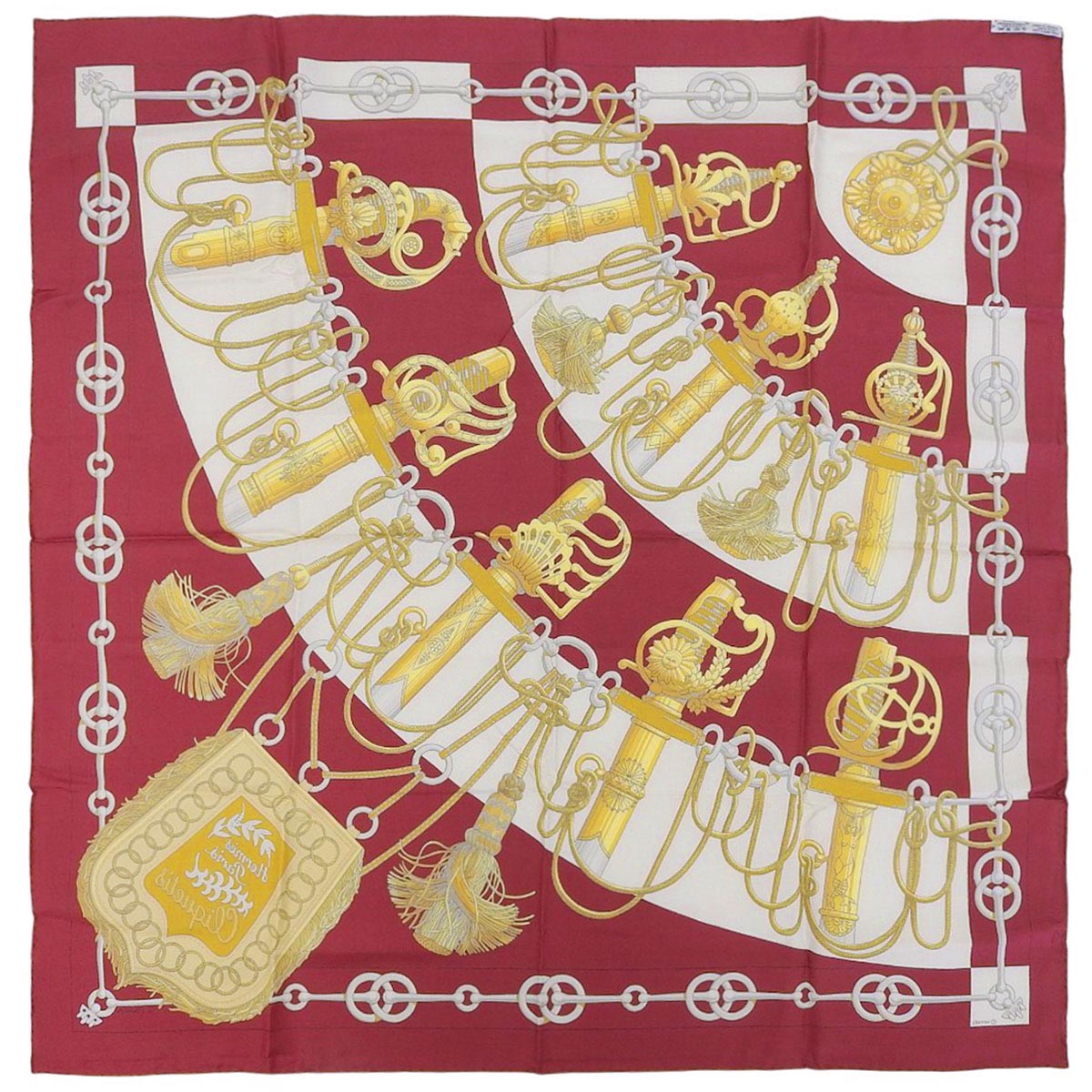 Carré 90 Cliquetis Scarf Bordeaux/White